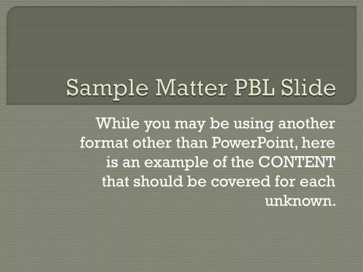 sample matter pbl slide