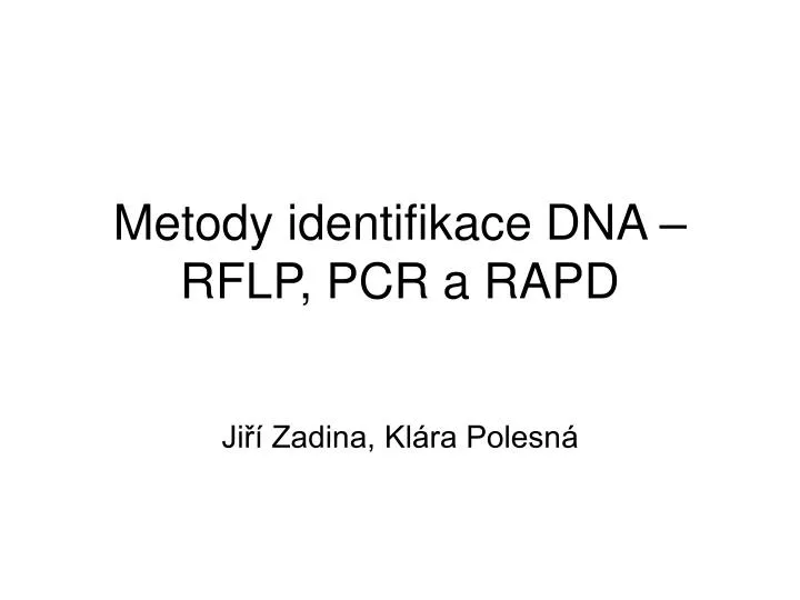 metody identifikace dna rflp pcr a rapd