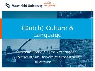 (Dutch) Culture &amp; Language