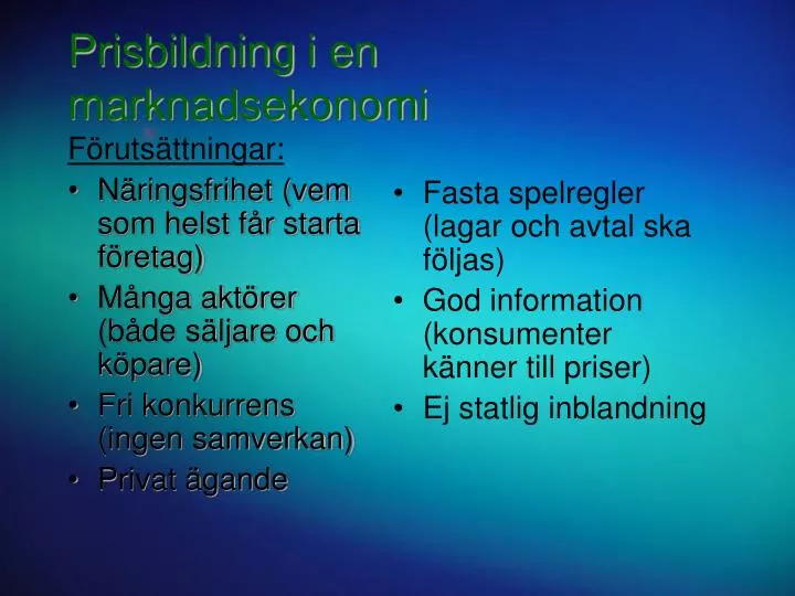 prisbildning i en marknadsekonomi