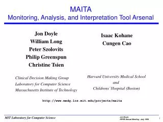 MAITA Monitoring, Analysis, and Interpretation Tool Arsenal