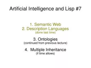 Artificial Intelligence and Lisp #7