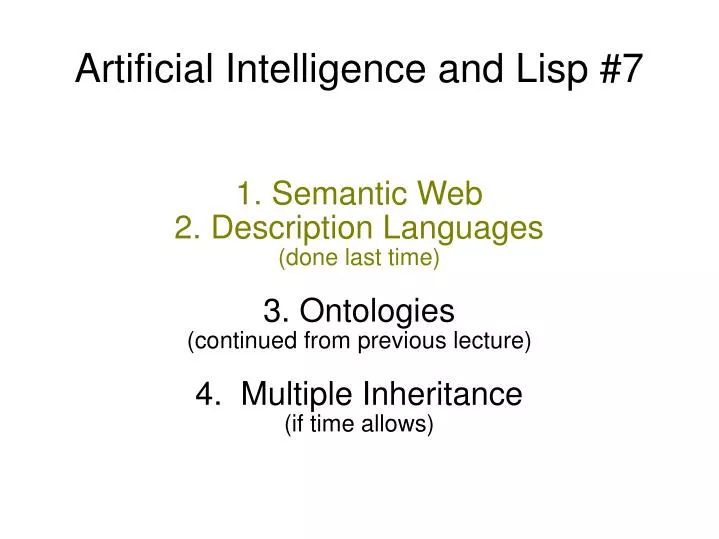 artificial intelligence and lisp 7