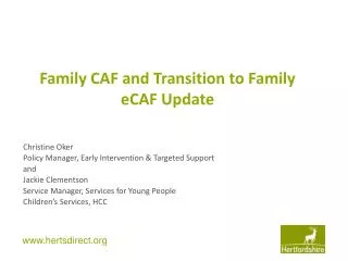 Family CAF and Transition to Family eCAF Update
