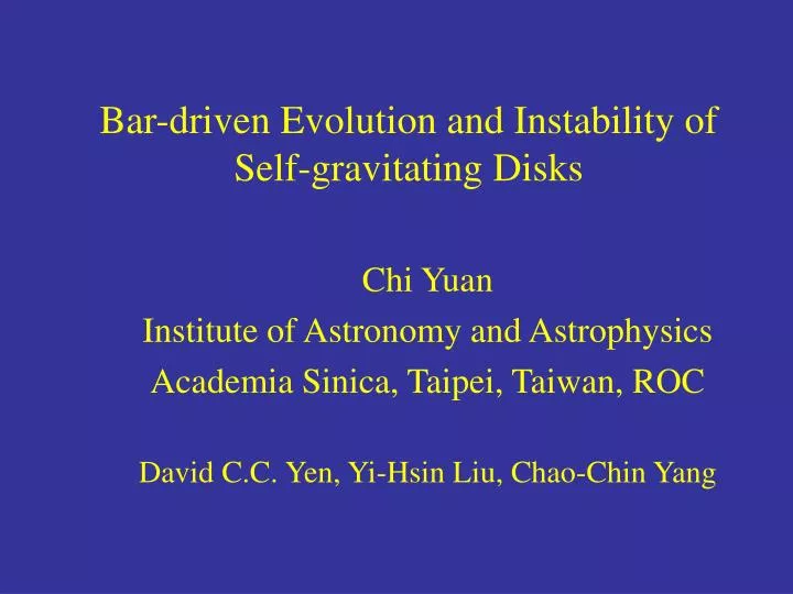 bar driven evolution and instability of self gravitating disks