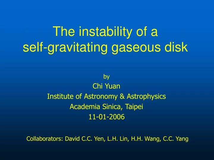 the instability of a self gravitating gaseous disk