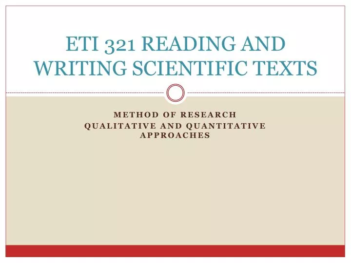 eti 321 reading and writing scientific texts