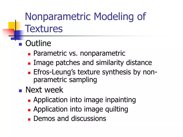 nonparametric modeling of textures