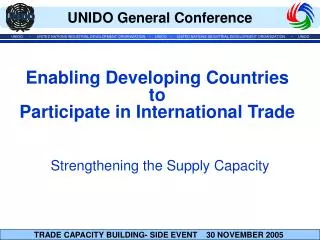 Enabling Developing Countries to Participate in International Trade