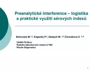 preanalytick interference logistika a praktick vyu it s rov ch index