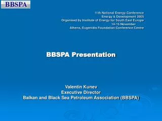 BBSPA Presentation Valentin Kunev Executive Director