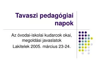 tavaszi pedag giai napok