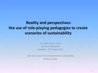 reality and perspectives the use of role playing pedagogies to create scenarios of sustainability