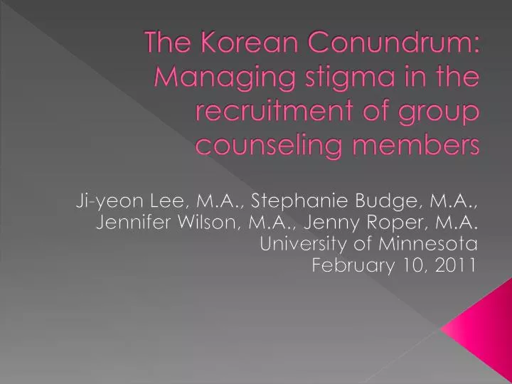 the korean conundrum managing stigma in the recruitment of group counseling members