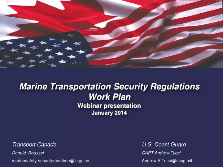 marine transportation security regulations work plan webinar presentation january 2014