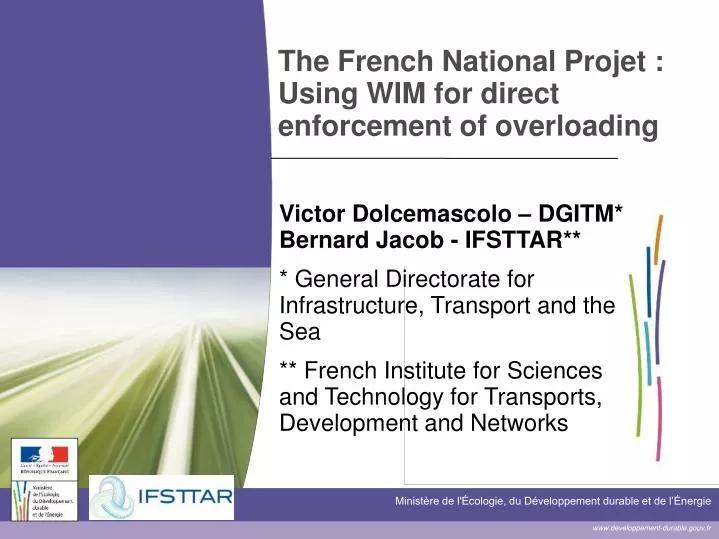 the french national projet using wim for direct enforcement of overloading