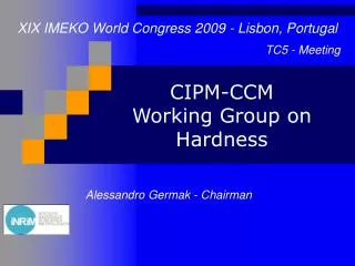 CIPM-CCM Working Group on Hardness
