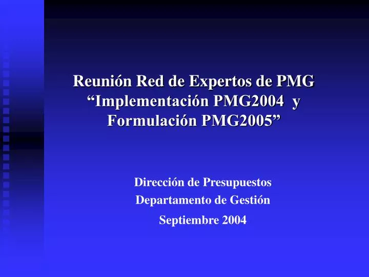 reuni n red de expertos de pmg implementaci n pmg2004 y formulaci n pmg2005