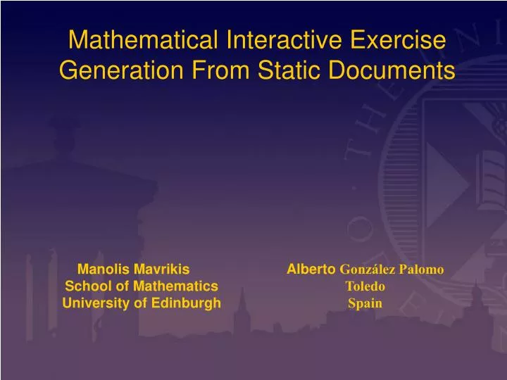 mathematical interactive exercise generation from static documents