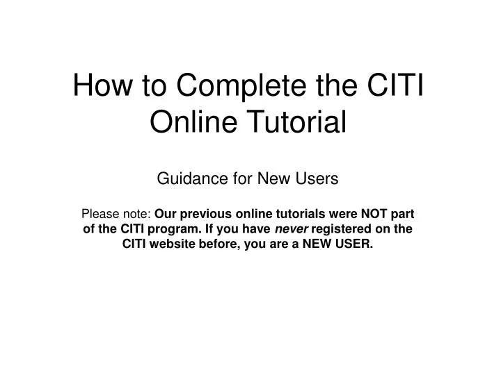 how to complete the citi online tutorial