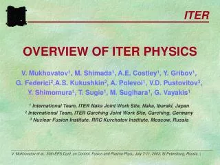 OVERVIEW OF ITER PHYSICS