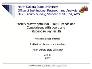 Faculty survey data 1989-2005: Trends and Comparisons with peers and student survey results