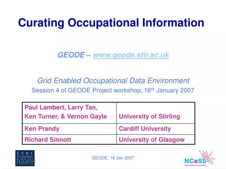curating occupational information