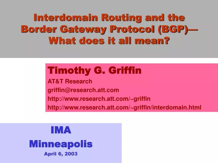 interdomain routing and the border gateway protocol bgp what does it all mean