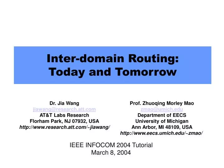 inter domain routing today and tomorrow