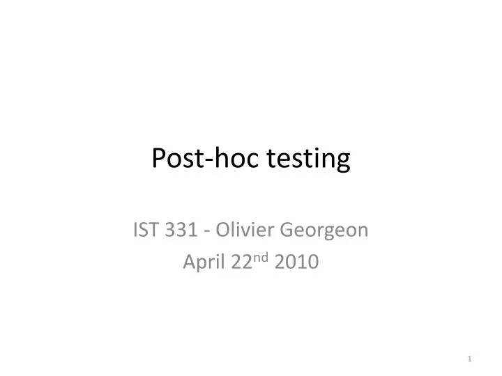 post hoc testing