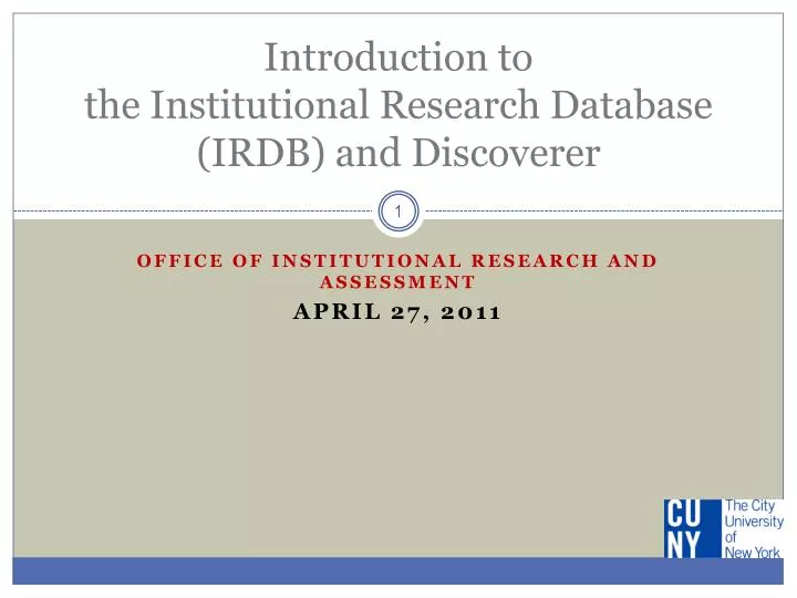 introduction to the institutional research database irdb and discoverer