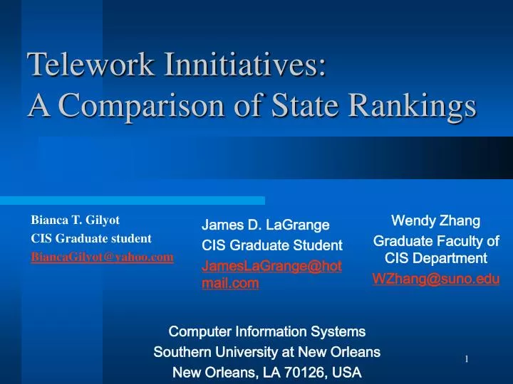 telework innitiatives a comparison of state rankings