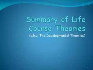 Summary of Life Course Theories