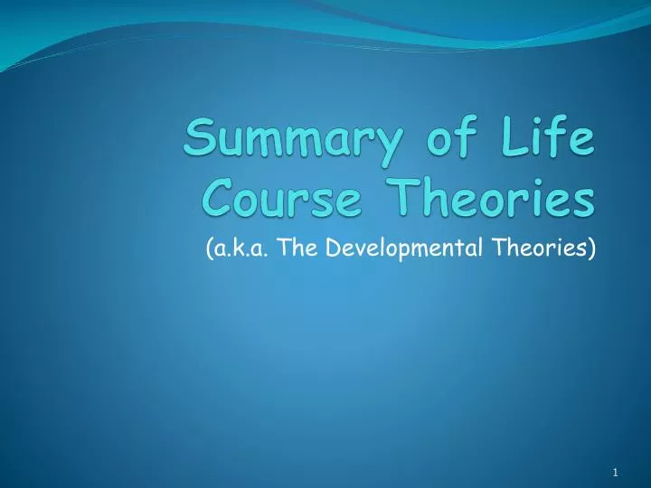 summary of life course theories