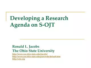 Developing a Research Agenda on S-OJT