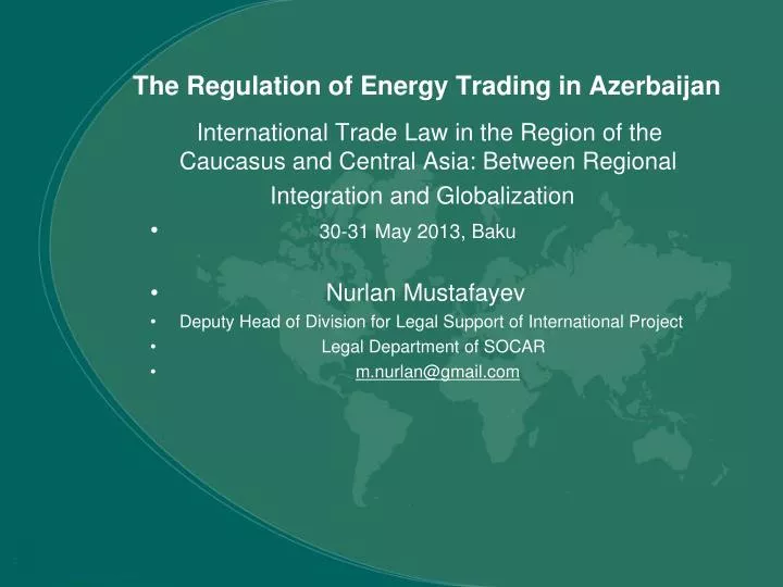the regulation of energy trading in azerbaijan