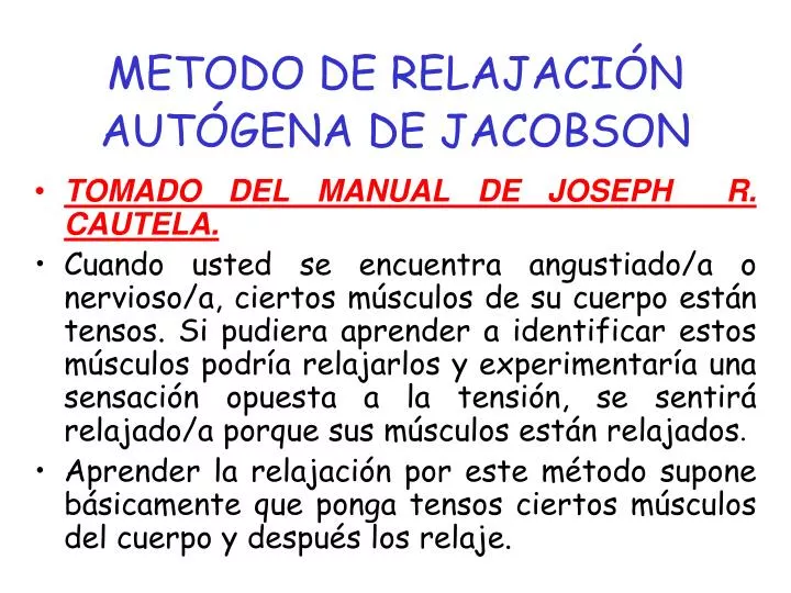 metodo de relajaci n aut gena de jacobson