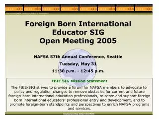 2004 Annual NAFSA Conference FBIE-SIG Presentation