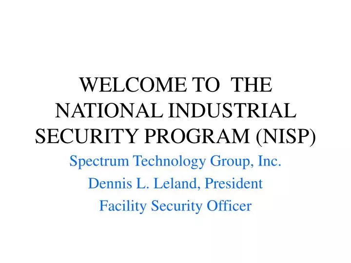 welcome to the national industrial security program nisp