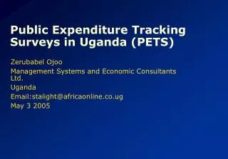 Public Expenditure Tracking Surveys in Uganda (PETS)