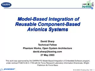 Model-Based Integration of Reusable Component-Based Avionics Systems