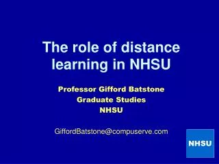 The role of distance learning in NHSU