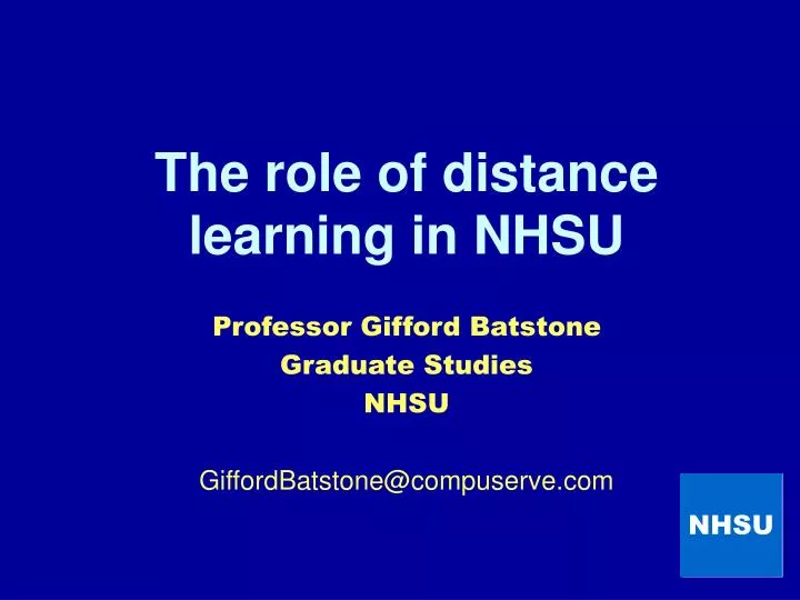 the role of distance learning in nhsu
