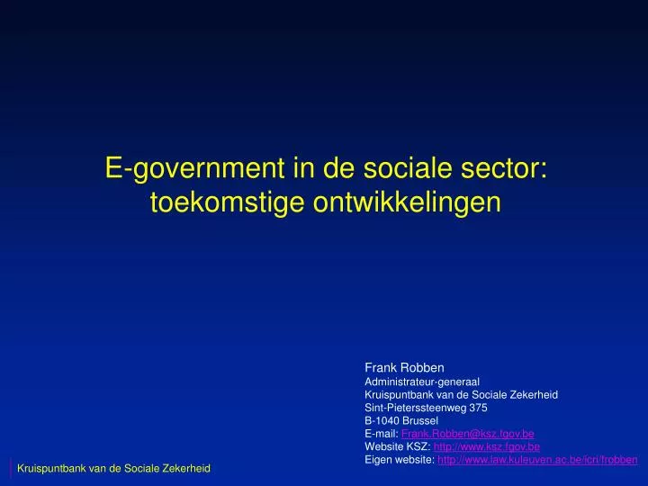 e government in de sociale sector toekomstige ontwikkelingen