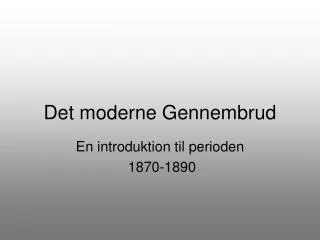 det moderne gennembrud