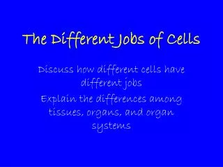 The Different Jobs of Cells