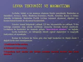 levha tekton ve magmat zma