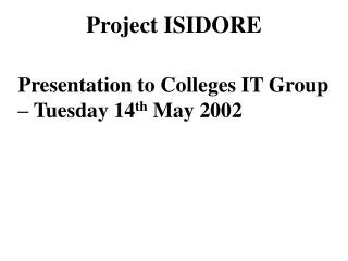 Project ISIDORE
