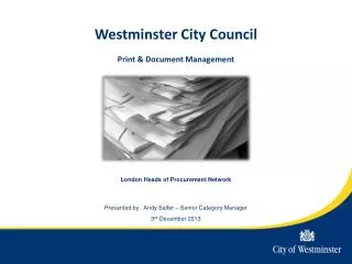 Westminster City Council Print &amp; Document Management