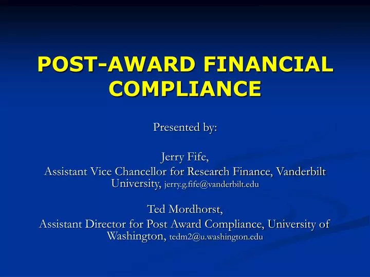 post award financial compliance